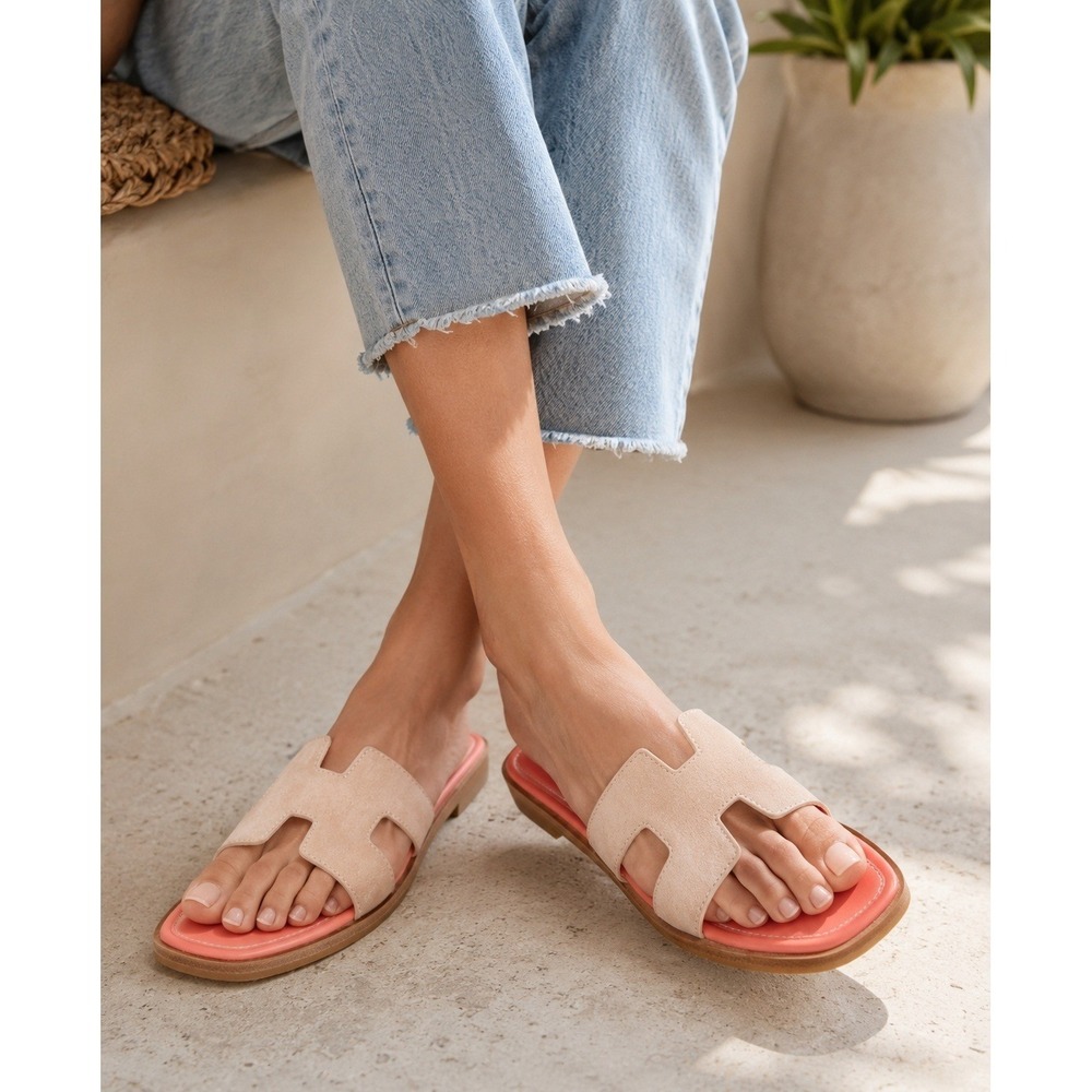 Steve Madden Hadyn Slide Sandals Coral Multi Size 10 New With Tags